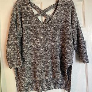 Three quarter grey/black/white sweater